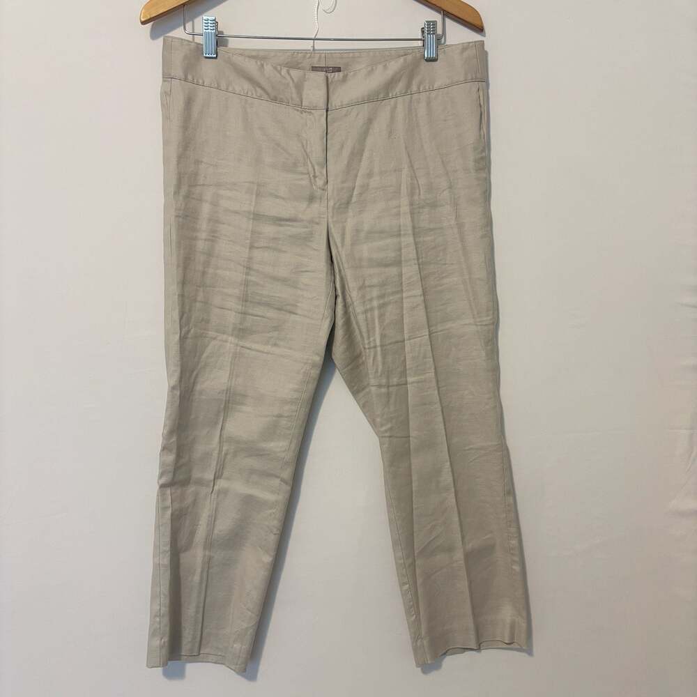 J Jill Linen Blend Pants Size 10 Slim‎ Ankle Khaki Tan Trouser Women’s Work